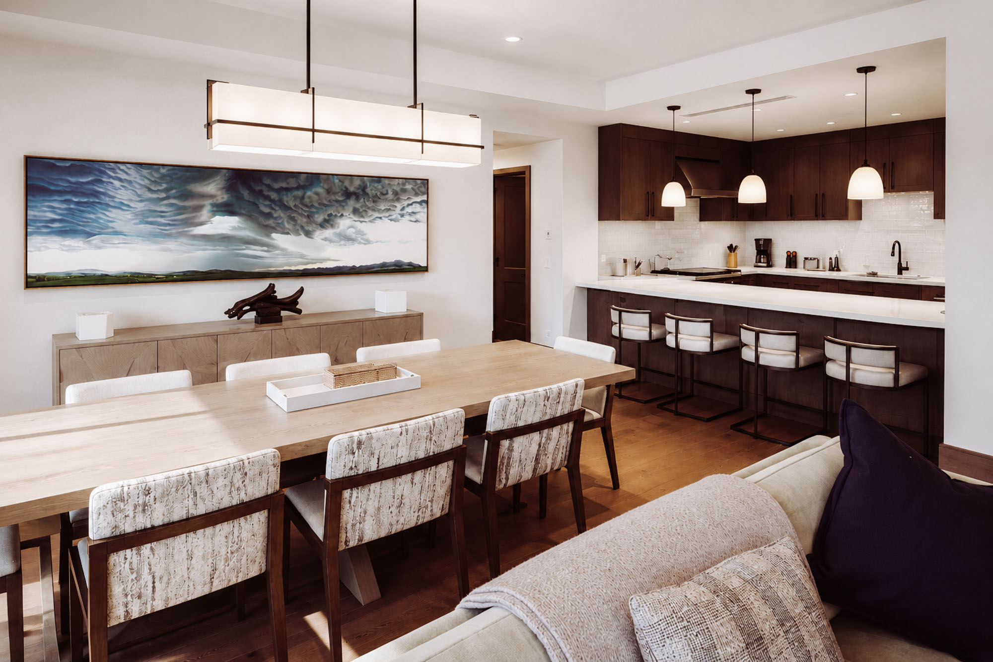 Montage Spanish Peaks residence — kitchen dining with cloud panorama