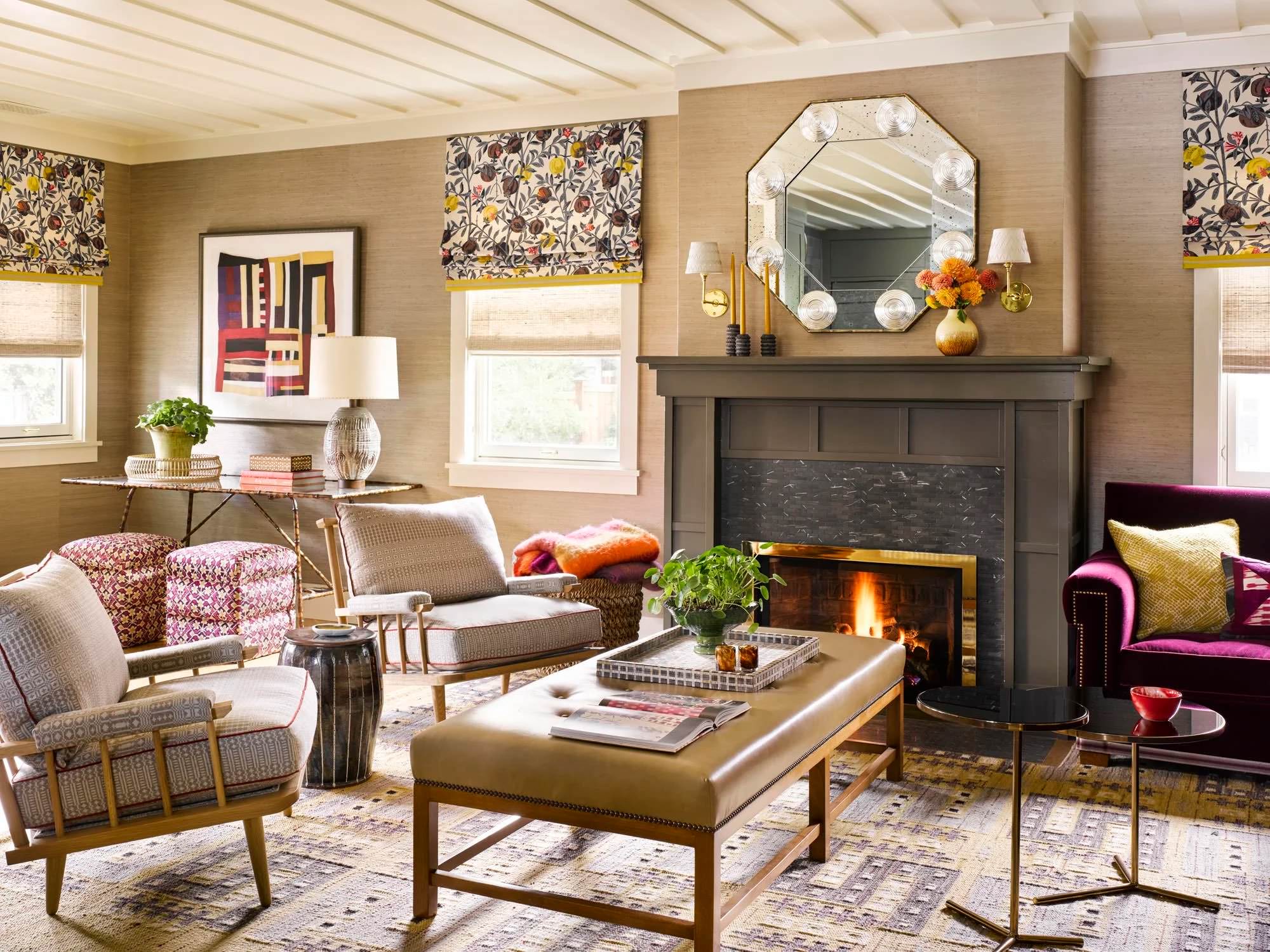 Montana Craftsman residence — living room with softground etching at the west elevation