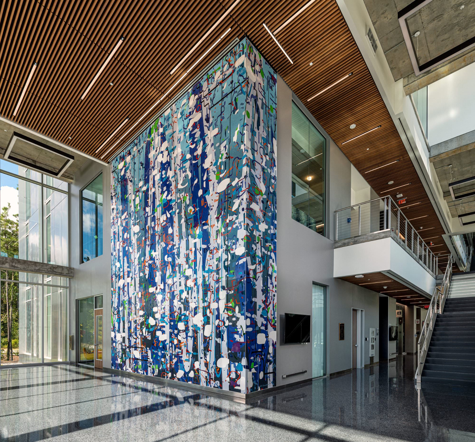 Large Variation: Blue by Amy Ellingson — atrium view, Sam Houston State University