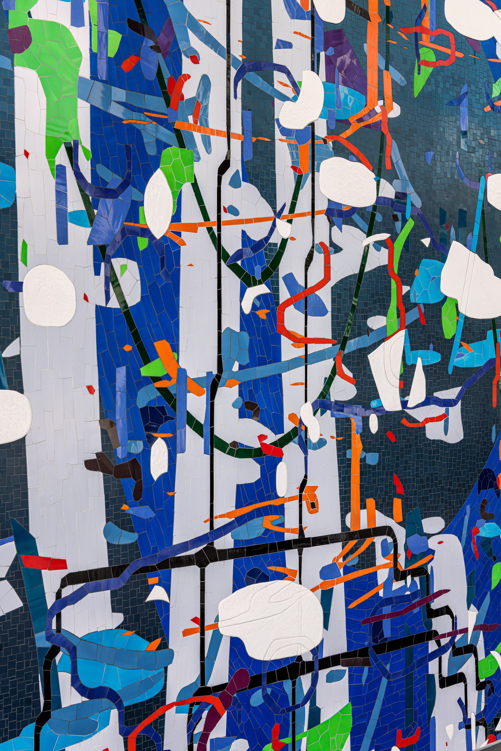 Amy Ellingson mosaic seen from an upper level of the atrium